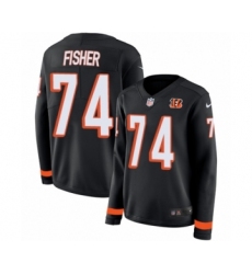Women's Nike Cincinnati Bengals #74 Jake Fisher Limited Black Therma Long Sleeve NFL Jersey