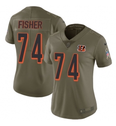 Women's Nike Cincinnati Bengals #74 Jake Fisher Limited Olive 2017 Salute to Service NFL Jersey