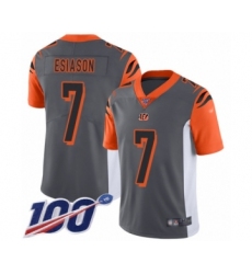 Men's Cincinnati Bengals #7 Boomer Esiason Limited Silver Inverted Legend 100th Season Football Jersey
