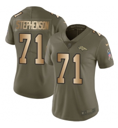 Women's Nike Denver Broncos #71 Donald Stephenson Limited Olive/Gold 2017 Salute to Service NFL Jersey