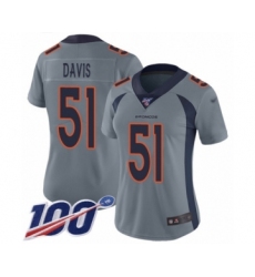 Women's Denver Broncos #51 Todd Davis Limited Silver Inverted Legend 100th Season Football Jersey