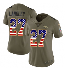 Women's Nike Denver Broncos #27 Brendan Langley Limited Olive/USA Flag 2017 Salute to Service NFL Jersey