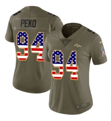Women's Nike Denver Broncos #94 Domata Peko Limited Olive/USA Flag 2017 Salute to Service NFL Jersey