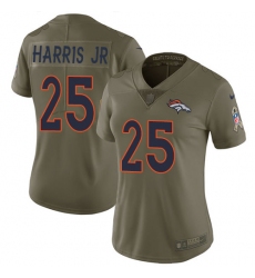Women's Nike Denver Broncos #25 Chris Harris Jr Limited Olive 2017 Salute to Service NFL Jersey