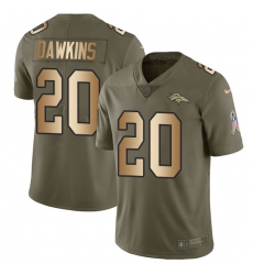 Youth Nike Denver Broncos #20 Brian Dawkins Limited Olive/Gold 2017 Salute to Service NFL Jersey