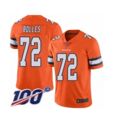 Men's Denver Broncos #77 Karl Mecklenburg Orange Team Color Vapor Untouchable Limited Player 100th Season Football Jersey