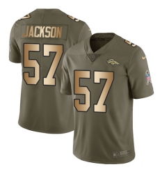 Youth Nike Denver Broncos #57 Tom Jackson Limited Olive/Gold 2017 Salute to Service NFL Jersey