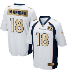 Men's Nike Denver Broncos #18 Peyton Manning Game White Super Bowl 50 Collection NFL Jersey