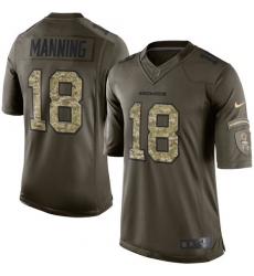 Youth Nike Denver Broncos #18 Peyton Manning Elite Green Salute to Service NFL Jersey