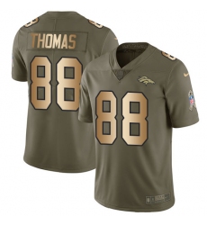 Men's Nike Denver Broncos #88 Demaryius Thomas Limited Olive/Gold 2017 Salute to Service NFL Jersey