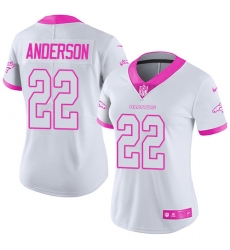 Women's Nike Denver Broncos #22 C.J. Anderson Limited White/Pink Rush Fashion NFL Jersey