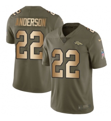Youth Nike Denver Broncos #22 C.J. Anderson Limited Olive/Gold 2017 Salute to Service NFL Jersey