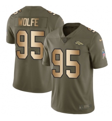 Men's Nike Denver Broncos #95 Derek Wolfe Limited Olive/Gold 2017 Salute to Service NFL Jersey
