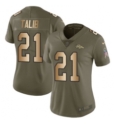 Women's Nike Denver Broncos #21 Aqib Talib Limited Olive/Gold 2017 Salute to Service NFL Jersey