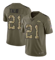 Youth Nike Denver Broncos #21 Aqib Talib Limited Olive/Camo 2017 Salute to Service NFL Jersey