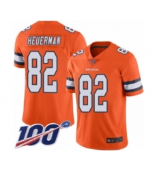 Men's Denver Broncos #82 Jeff Heuerman Limited Orange Rush Vapor Untouchable 100th Season Football Jersey