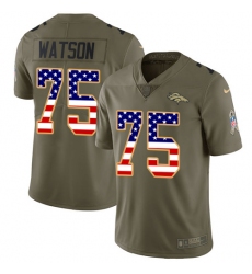 Youth Nike Denver Broncos #75 Menelik Watson Limited Olive/USA Flag 2017 Salute to Service NFL Jersey