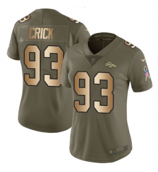 Women's Nike Denver Broncos #93 Jared Crick Limited Olive/Gold 2017 Salute to Service NFL Jersey