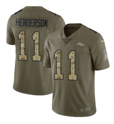 Youth Nike Denver Broncos #11 Carlos Henderson Limited Olive/Camo 2017 Salute to Service NFL Jersey