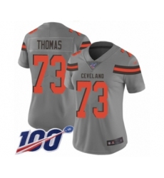 Women's Cleveland Browns #73 Joe Thomas Limited Gray Inverted Legend 100th Season Football Jersey