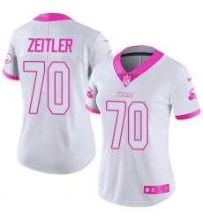 Women's Nike Cleveland Browns #70 Kevin Zeitler Limited White/Pink Rush Fashion NFL Jersey