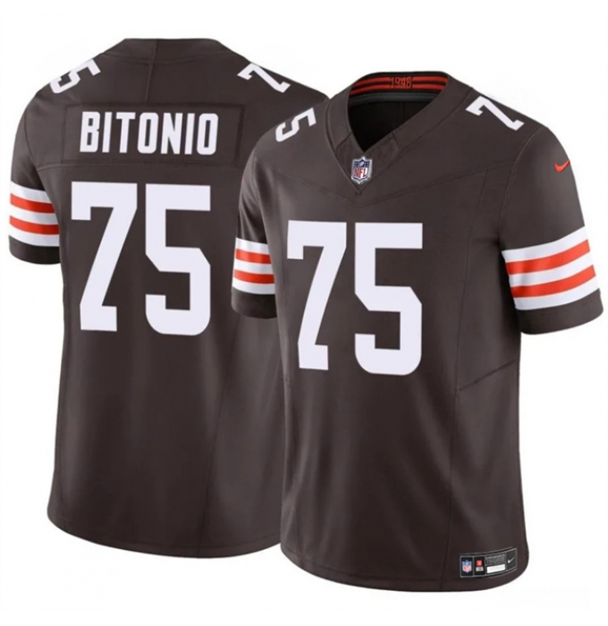 Men's Cleveland Browns #75 Joel Bitonio Brown F.U.S.E. Vapor Limited Stitched Football Jersey