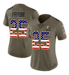 Women's Nike Cleveland Browns #25 Calvin Pryor Limited Olive/USA Flag 2017 Salute to Service NFL Jersey