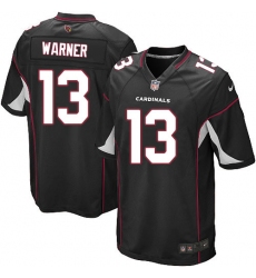Men's Nike Arizona Cardinals #13 Kurt Warner Game Black Alternate NFL Jersey