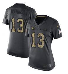 Women's Nike Arizona Cardinals #13 Kurt Warner Limited Black 2016 Salute to Service NFL Jersey