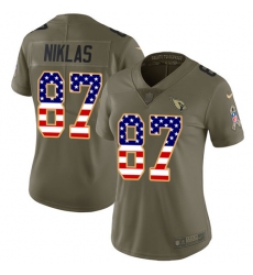 Women's Nike Arizona Cardinals #87 Troy Niklas Limited Olive/USA Flag 2017 Salute to Service NFL Jersey