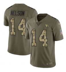 Men's Nike Arizona Cardinals #14 J.J. Nelson Limited Olive/Camo 2017 Salute to Service NFL Jersey