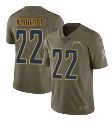 Youth Nike Los Angeles Chargers #22 Jason Verrett Limited Olive 2017 Salute to Service NFL Jersey