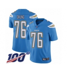 Men's Los Angeles Chargers #76 Russell Okung Electric Blue Alternate Vapor Untouchable Limited Player 100th Season Football Jersey