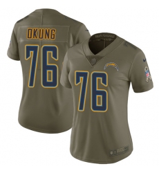 Women's Nike Los Angeles Chargers #76 Russell Okung Limited Olive 2017 Salute to Service NFL Jersey