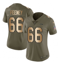 Women's Nike Los Angeles Chargers #66 Dan Feeney Limited Olive/Gold 2017 Salute to Service NFL Jersey