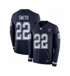 Men's Nike Dallas Cowboys #22 Emmitt Smith Limited Navy Blue Therma Long Sleeve NFL Jersey