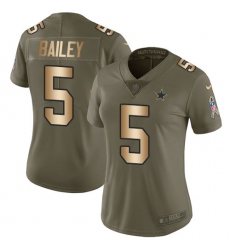 Women's Nike Dallas Cowboys #5 Dan Bailey Limited Olive/Gold 2017 Salute to Service NFL Jersey