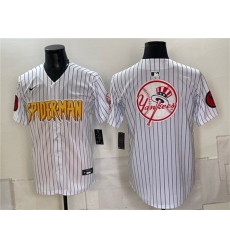 Men's New York Yankees X Spider-Man Team Big Logo White Limited Stitched Baseball Jersey