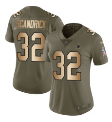 Women's Nike Dallas Cowboys #32 Orlando Scandrick Limited Olive/Gold 2017 Salute to Service NFL Jersey