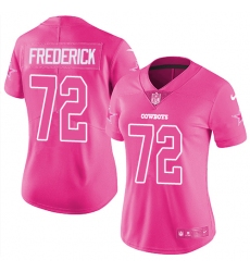 Women's Nike Dallas Cowboys #72 Travis Frederick Limited Pink Rush Fashion NFL Jersey