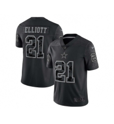 Men's Dallas Cowboys #21 Ezekiel Elliott Black Reflective Limited Stitched Football Jersey