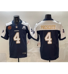 Men's Dallas Cowboys #4 Dak Prescott Navy F.U.S.E. With John Madden & Established In 1960 Thanksgiving Vapor Limited Stitched Football Jersey