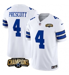 Men's Dallas Cowboys #4 Dak Prescott White 2023 F.U.S.E. NFC East Champions Football Stitched Jersey