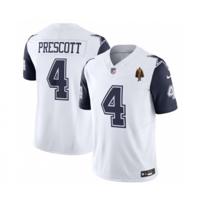 Men's Nike Dallas Cowboys #4 Dak Prescott White 2023 F.U.S.E. Walter Payton Thanksgiving Limited Football Stitched Jersey