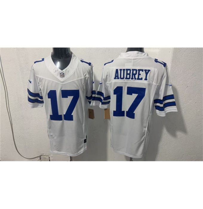 Men's Dallas Cowboys #17 Brandon Aubrey White 2026 F.U.S.E Vapor Untouchable Limited Stitched Football Jersey
