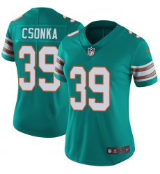 Women's Nike Miami Dolphins #39 Larry Csonka Aqua Green Alternate Vapor Untouchable Limited Player NFL Jersey