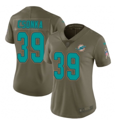 Women's Nike Miami Dolphins #39 Larry Csonka Limited Olive 2017 Salute to Service NFL Jersey