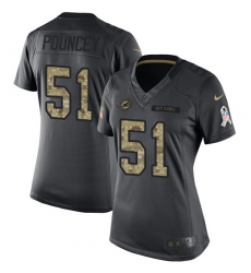 Women's Nike Miami Dolphins #51 Mike Pouncey Limited Black 2016 Salute to Service NFL Jersey