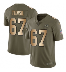 Men's Nike Miami Dolphins #67 Laremy Tunsil Limited Olive/Gold 2017 Salute to Service NFL Jersey