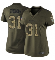Women's Nike Miami Dolphins #31 Michael Thomas Elite Green Salute to Service NFL Jersey